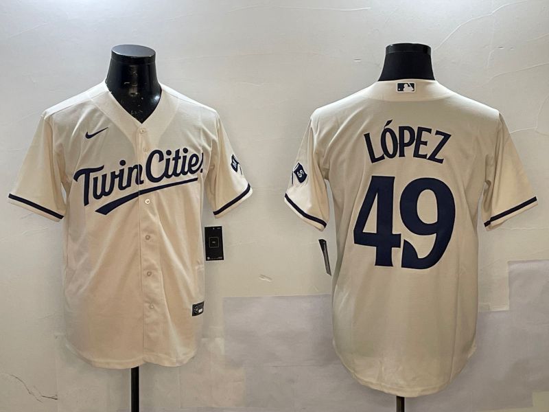 Men Minnesota Twins #49 Lopez Cream Game 2025 Nike MLB Jersey style 2